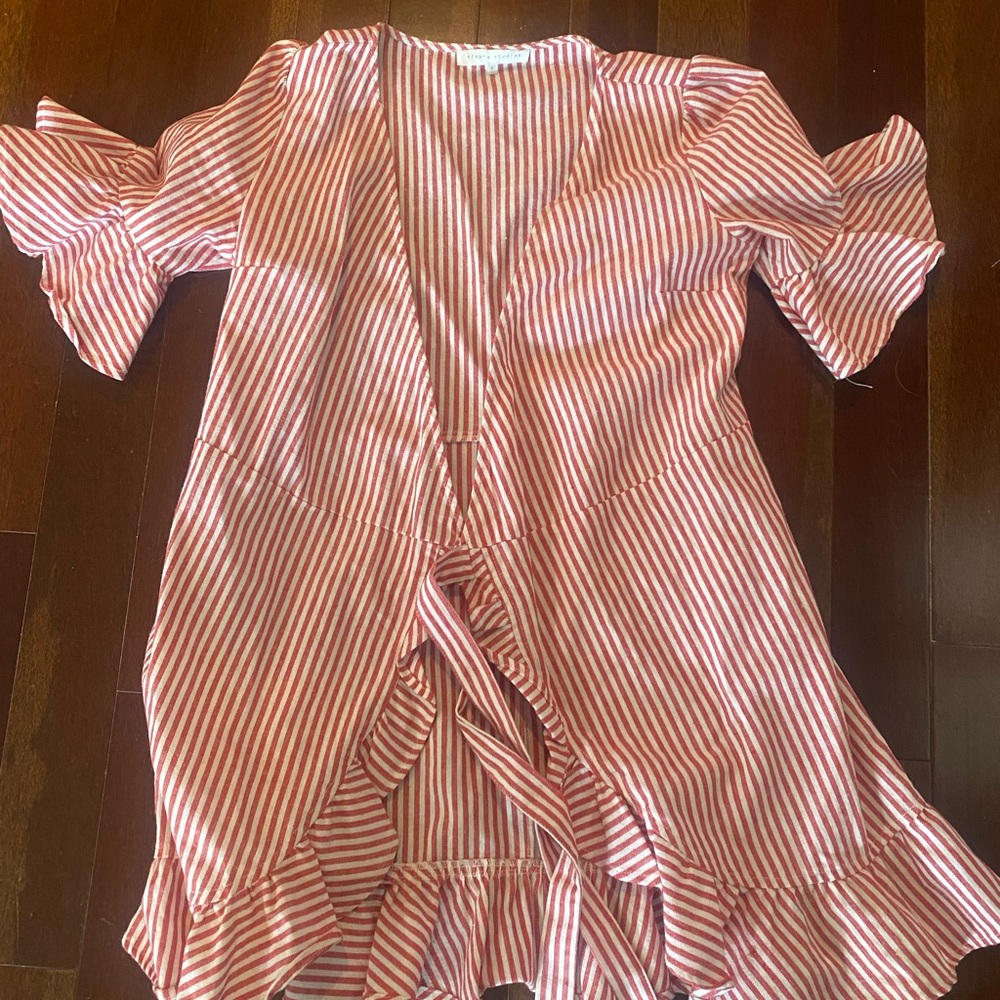 Summer wrap dress red and white stripped